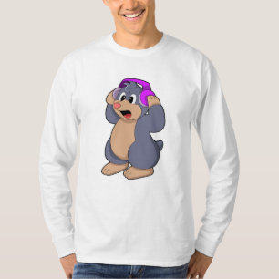 Camiseta Mole en la música con auriculares