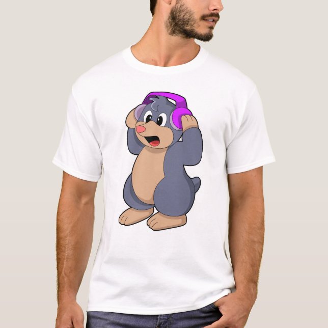 Camiseta Mole en la música con auriculares (Anverso)