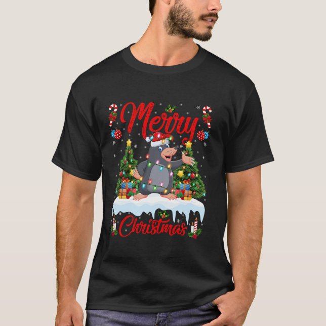 Camiseta Mole Merry Christmas Tree Lighing Santa Mole Xmas (Anverso)
