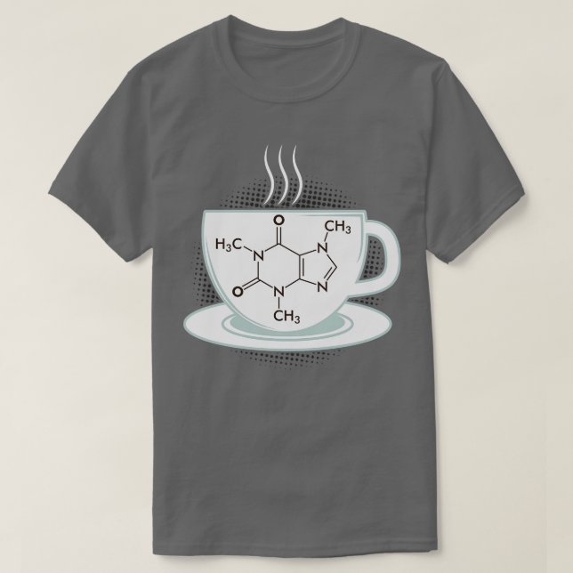 Camiseta Molécula de cafeína química (Diseño del anverso)