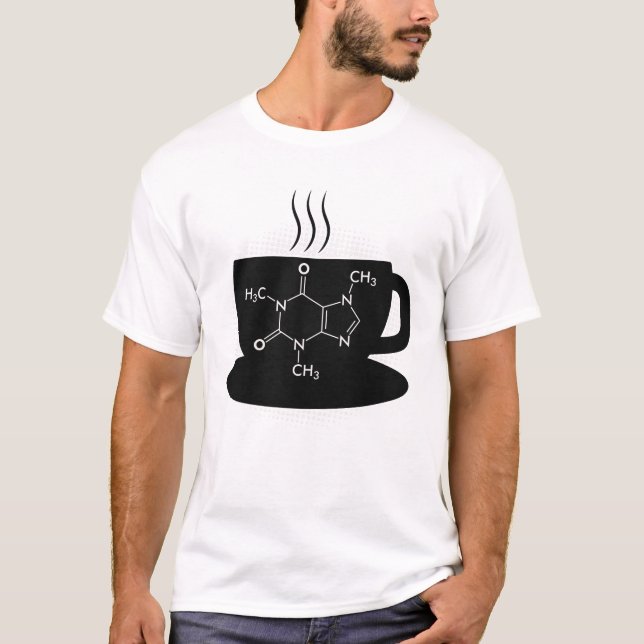 Camiseta Molécula de cafeína química (Anverso)