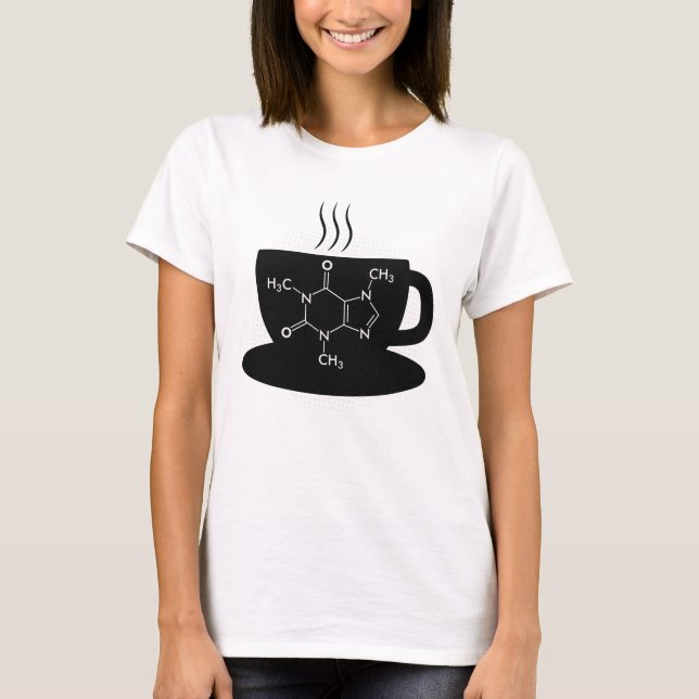 Camiseta Molécula de cafeína química (Anverso)