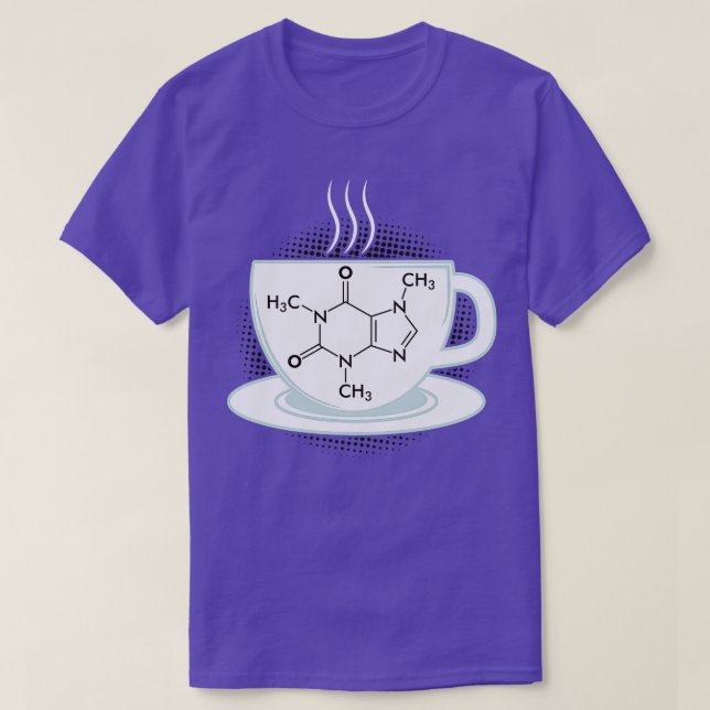 Camiseta Molécula de cafeína química (Diseño del anverso)