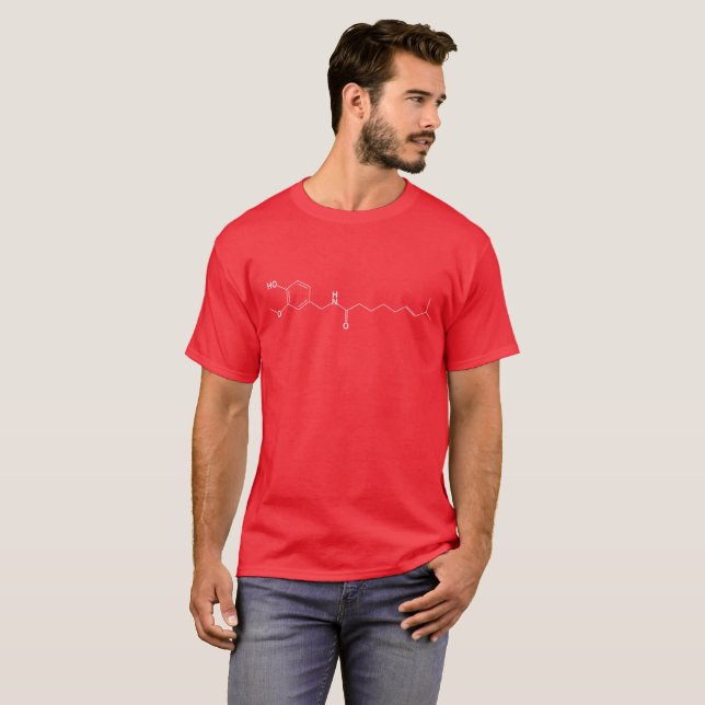 Camiseta Molécula de capsaicina Química Cute Chili Amantes (Anverso completo)