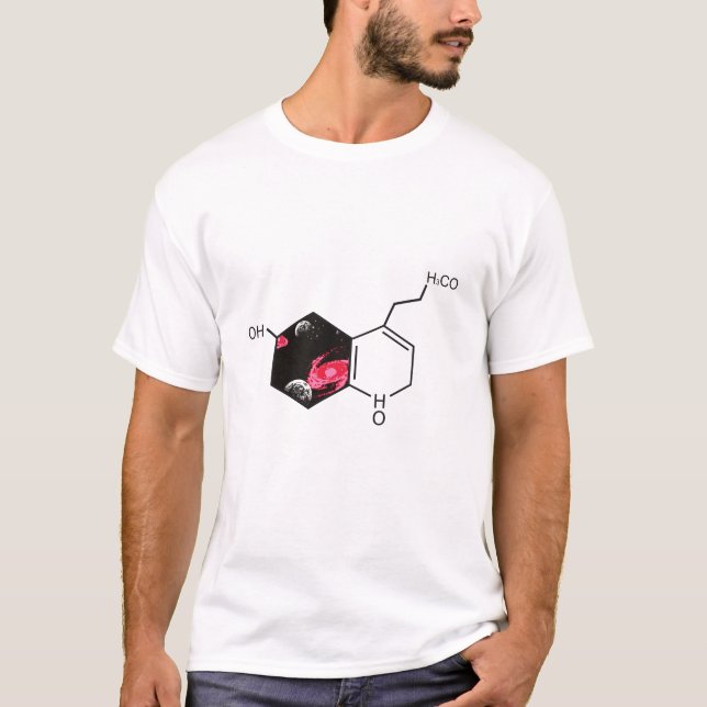 Camiseta Molécula química con visión del espacio ultraterre (Anverso)