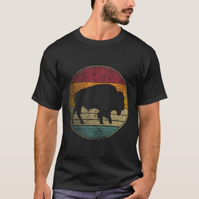 Camiseta Molestias De Búfalo Retro Bison Animal Lover Hombr (Anverso)