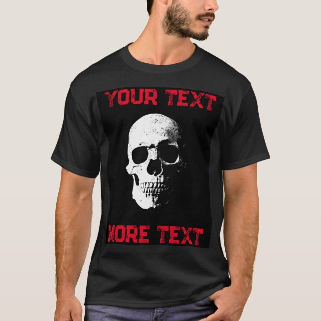 Camiseta Molesto texto masculino moderno cráneo de Hallowee (Anverso)
