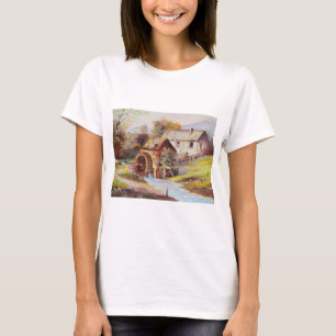 Camiseta Molino de agua en paisaje de moda