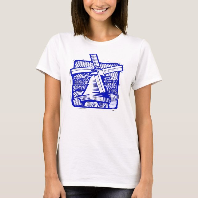 Camiseta Molino de viento azul holandés (Anverso)