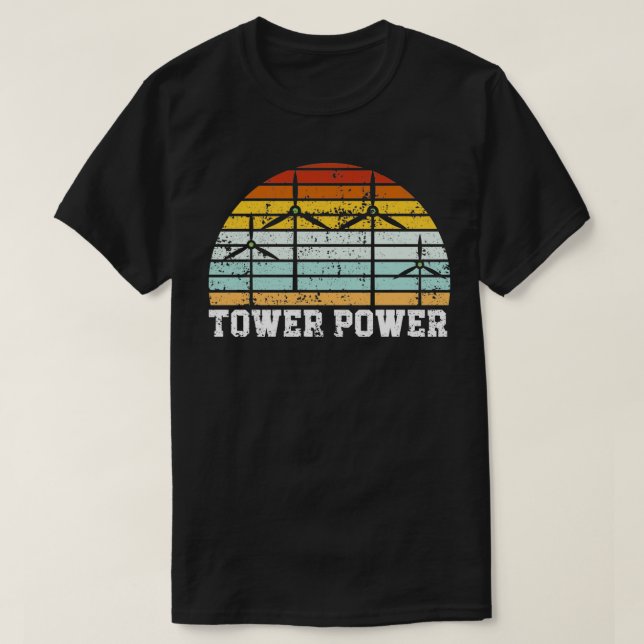 Camiseta Molino de viento de energía renovable en torre (Diseño del anverso)