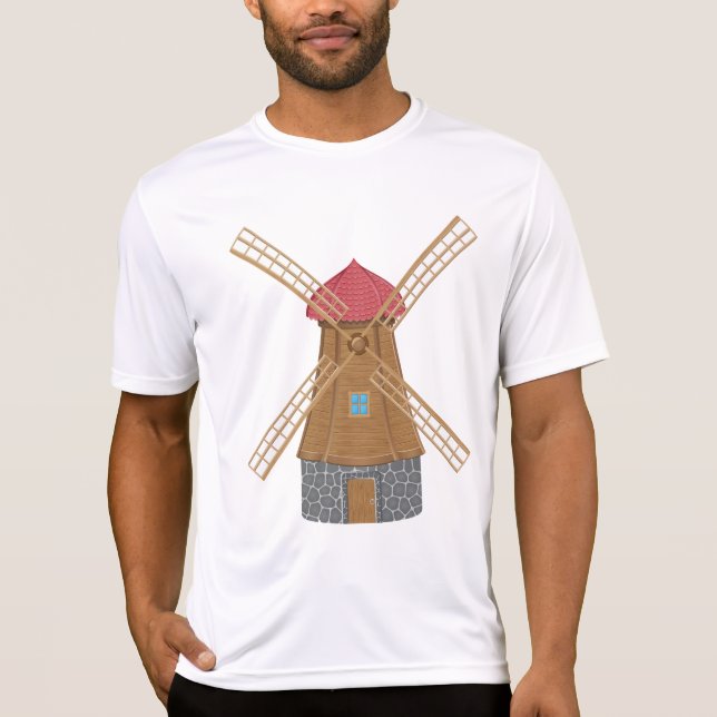 Camiseta Molino de viento de madera rústico tradicional (Anverso)