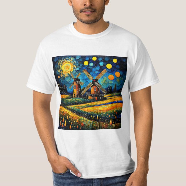 Camiseta Molino de viento en la noche 5 (Anverso)