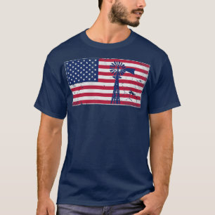 Camiseta Molino de viento Patriótico Americano Bandera 4 de