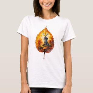 Camiseta Molino de viento rústico en resplandor otoñal