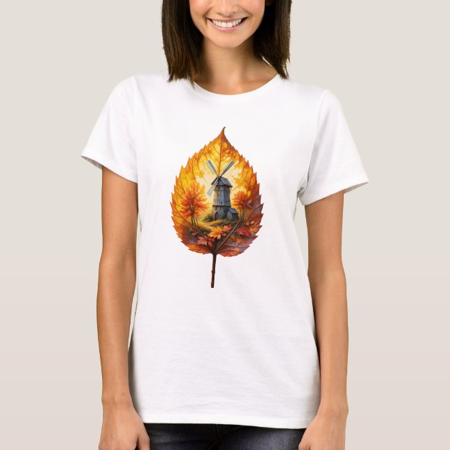 Camiseta Molino de viento rústico en soplo de otoño (Anverso)