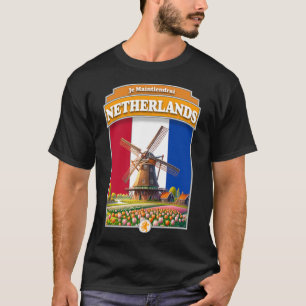 Camiseta Molino de viento y tulipanes de los Países Bajos