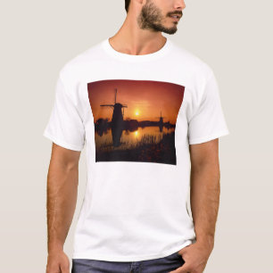 Camiseta Molinos de viento al atardecer, Kinderdijk, Paíse