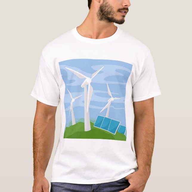 Camiseta Molinos de viento y células solares (Anverso)