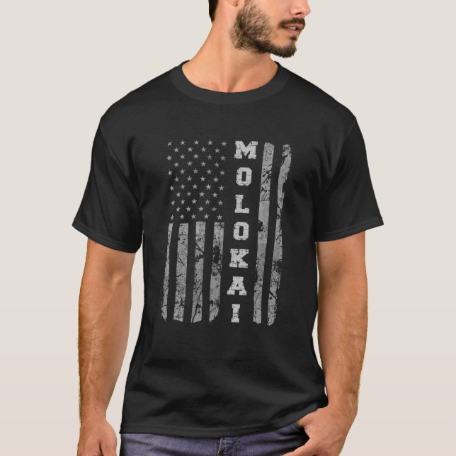 Camiseta Molokai, Hawaii, bandera estadounidense (Anverso)