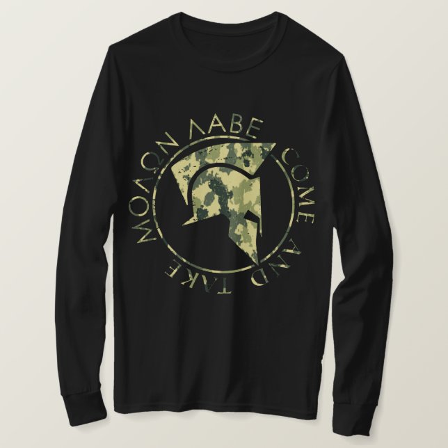 Camiseta Molon Labe Casco Espartano Ejército Camo Hombres L (Anverso del diseño)