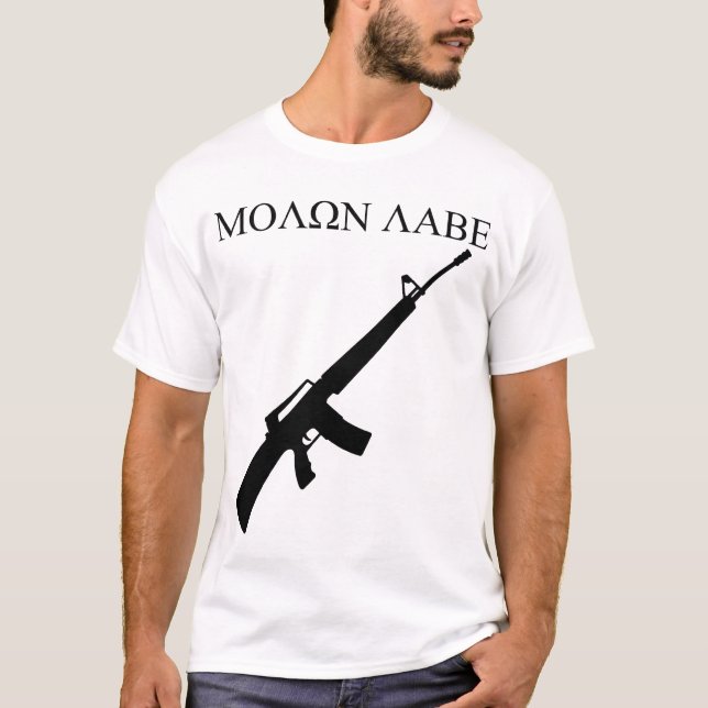 Camiseta ¡MOLON LABE! (Gráficos negros) (Anverso)