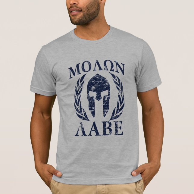 Camiseta Molon Labe Grunge Spartan Helmet (Anverso)