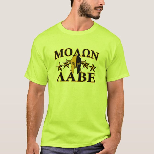 Camiseta Molon Labe Guerrero Espartano Casco Decoración Dor (Anverso)
