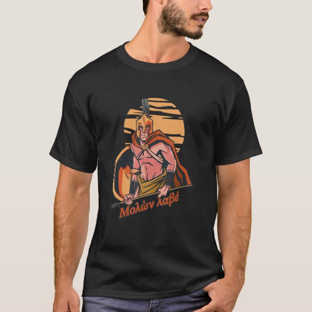 Camiseta Molon Labe Guerrero Espartano Ejército griego vino (Anverso)