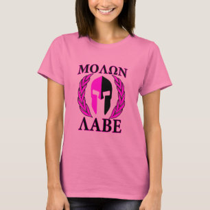 Camiseta Molon Labe Spartan Helmet Laureles Hot Pink