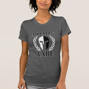 Camiseta Molon Labe Spartan Helmet Laurels Charcoal