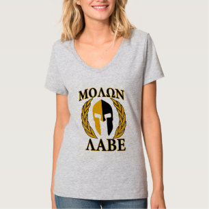 Camiseta Molon Labe Spartan Mask Laurels Beige Decor