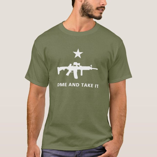 CAMISETA MOLON LABE VIENEN TOMARLE LA CARABINA TÁCTICA M4 (Anverso)