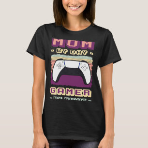 Camiseta Mom By Day Gamer By Night Online Gaming Games Cont