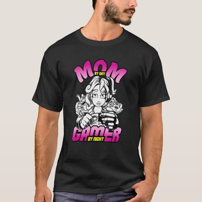 Camiseta Mom By Day Gamer Por Noche Gamer Mom Video Games (Anverso)