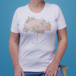 Camiseta MOM del paraguas floral para ser el TEXTO de vuelt