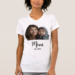 Camiseta Mom Established Year Black Modern Script 
