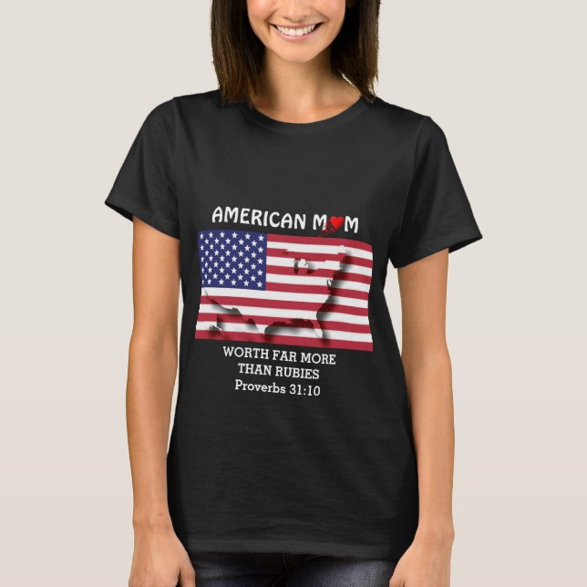 Camiseta MOM ESTADOUNIDENSE VALE Más Que Rubies PROV 31 Neg (Anverso)