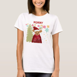 Camiseta Mom Family Matching Trendy Cute Reindeer Christmas