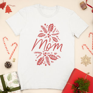 Camiseta Mom Holly Berry Red Holiday