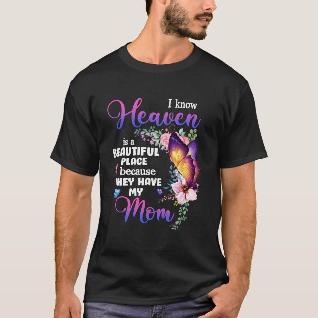 Camiseta Mom In Heaven Purple Butterfly Loss Of Loved Mom F (Anverso)