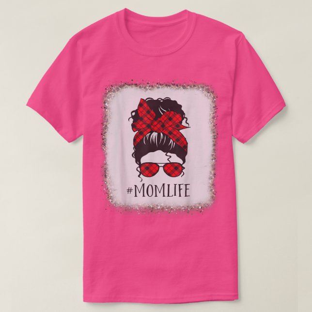 Camiseta Mom Life Buffalo Plaid, Matching Family Leopard Bl (Diseño del anverso)