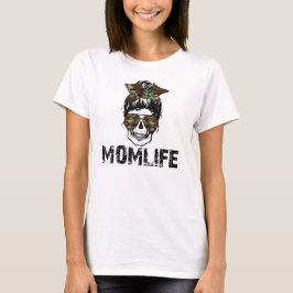 Camiseta Mom Life Funny SKull con gafas de sol y sopa