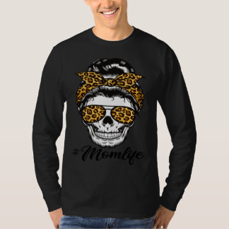 Camiseta Mom Life Mother s Day Mama Momlife Messy Bun Skull