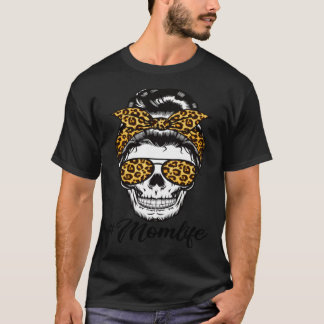 Camiseta Mom Life Mother s Day Mama Momlife Messy Bun Skull