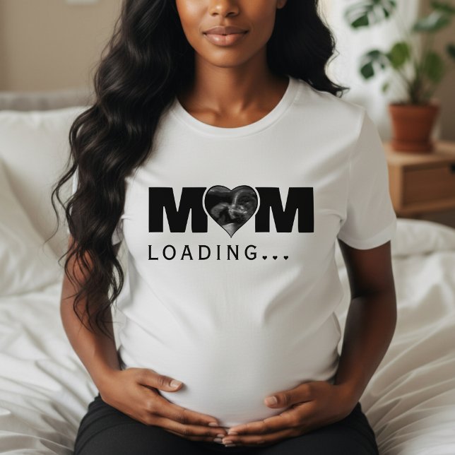 Camiseta Mom Loading Heart Photo Ultrasound Baby Shower (Mom Loading Heart Photo Ultrasound Baby Shower T-Shirt
)