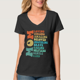 Camiseta Mom Loving Strong Amazing Beloved Inspiring Brave 