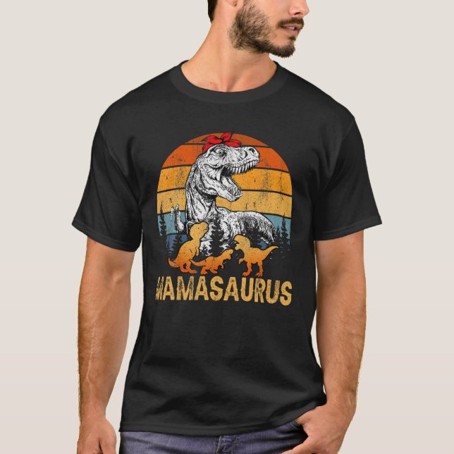Camiseta Mom Mama Dinosaur Funny 2 Two Kid Mamasaurus 2022 (Anverso)