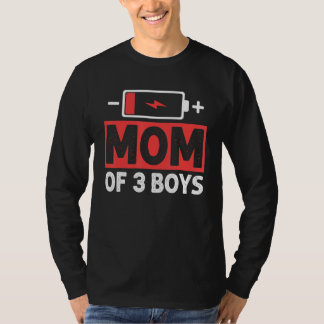 Camiseta Mom Of 3 Boys Low Battery Mama Mother s Day
