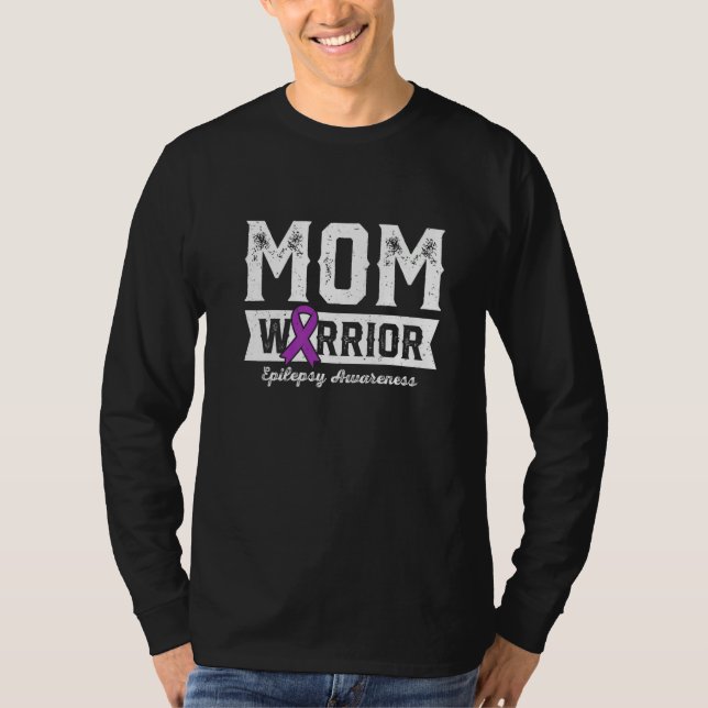 Camiseta Mom of a Warrior Epilepsy Mom Purple Ribbon Suppor (Anverso)