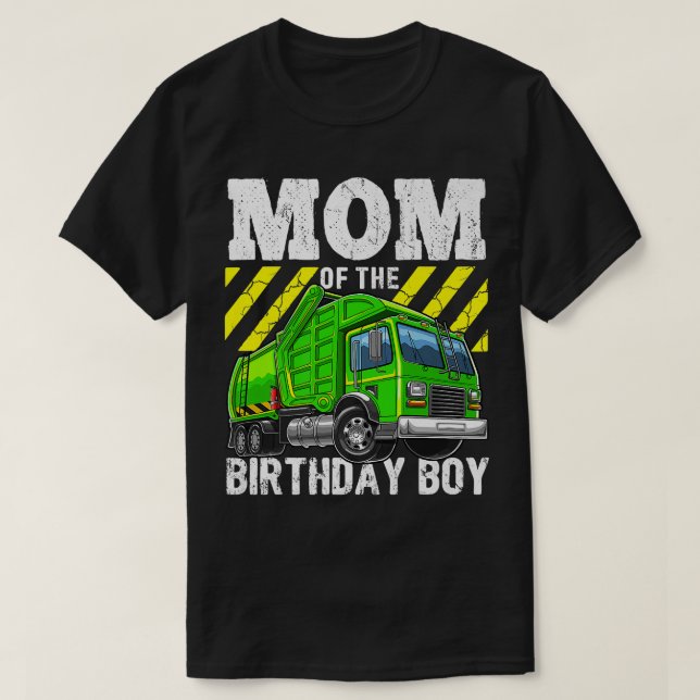 Camiseta Mom of the Birthday Boy Matching Garbage Truck Par (Diseño del anverso)